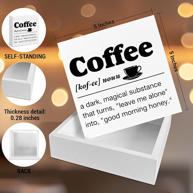 Coffee Bar Decor, Farmhouse Cafe Wooden Sign, Coffee Definition Cafe Sign - Image 2