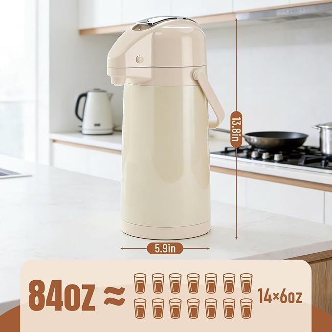 Upgraded Airpot Coffee Carafe - 84oz/2.5L Coffee Carafe - Image 3