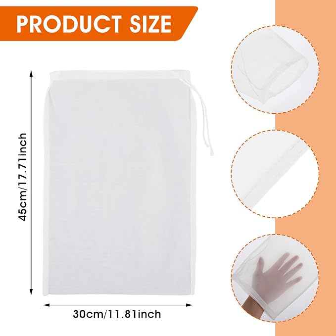WLLHYF 4 Pack Nylon Nut Milk Bag 18×12 Inches Fine Mesh Cheese Cloth Multiple - Image 5