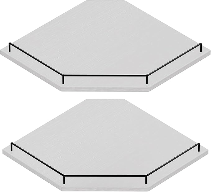 JJL Corner Shelf Wall Mounted, 12 Inches 2-Tier Floating Corner Shelf, Hexagon by Unknown