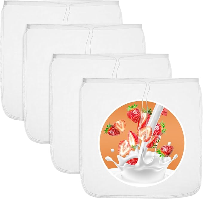 WLLHYF 4 Pack Nylon Nut Milk Bag 13×13 Inches Fine Mesh Cheese Cloth Multiple - Image 8