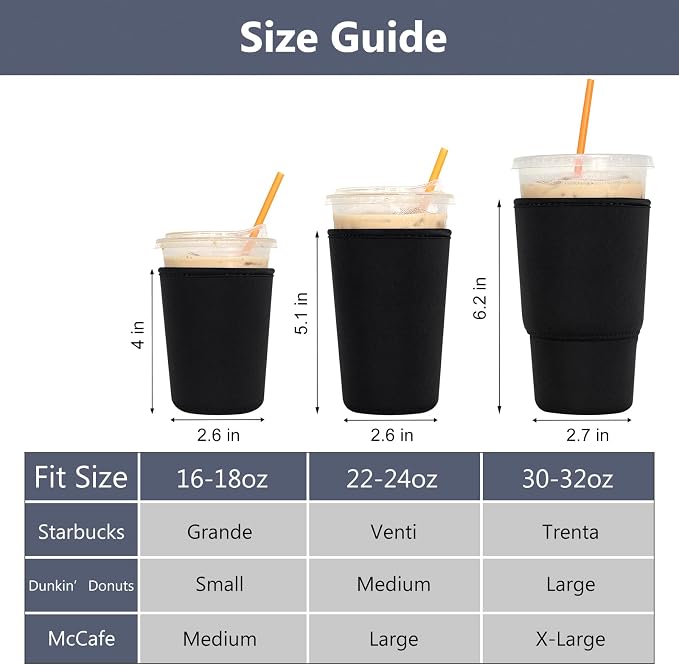 3 Pack Reusable Iced Coffee Sleeves - Image 2