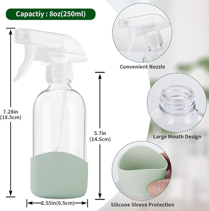 HOMBYS 8 Oz Empty Clear Glass Spray Bottles - Image 2