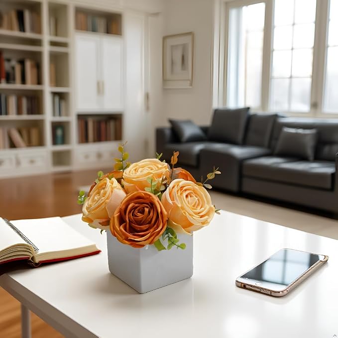 Fall Artificial Orange Silk Fake Rose - Image 7
