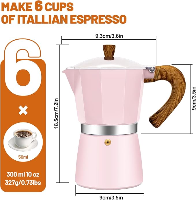 6 Cup Aluminum Espresso Stovetop Moka Pot Express Coffee Maker Percolator - Image 2