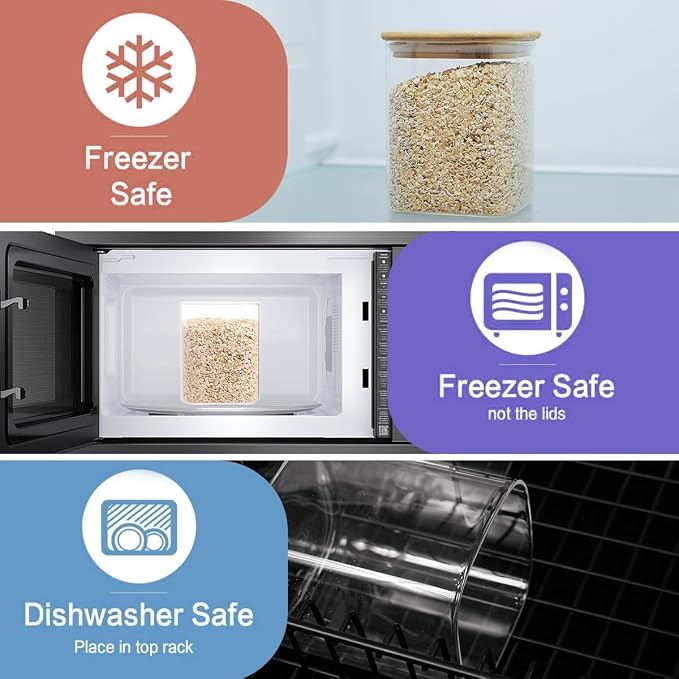 5 Pack Square Glass Pantry Storage Containers - Image 5