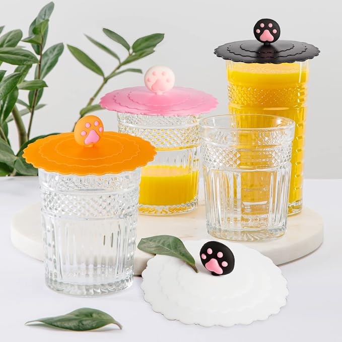 5 Pcs Silicone Cup Lids with Cat Paw Handle - Image 7