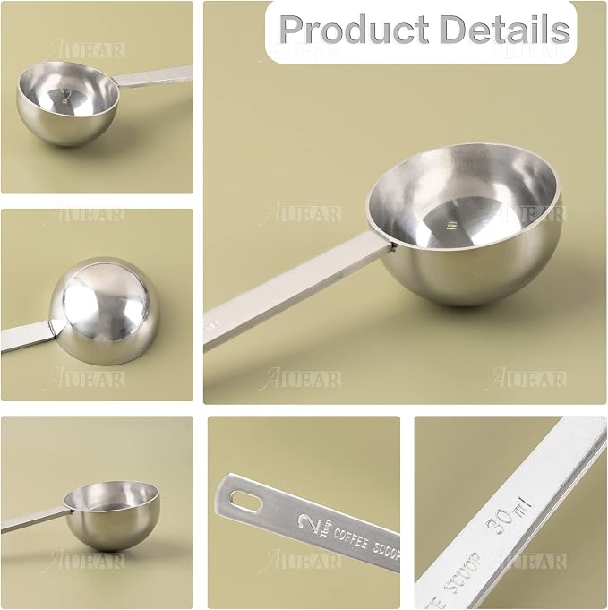 AUEAR, 5 Pack Coffee Measuring Scoop 304 Stainless Steel Spoon 1 Tablespoon - Image 3