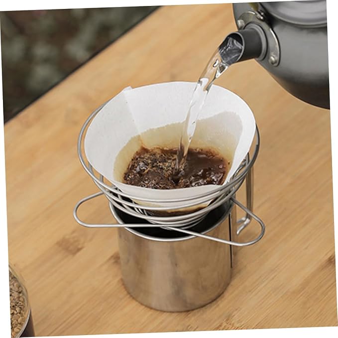 Toyvian 2pcs Stainless Steel Coffee Filter Cup Folding Funnel Filter Holder - Image 4