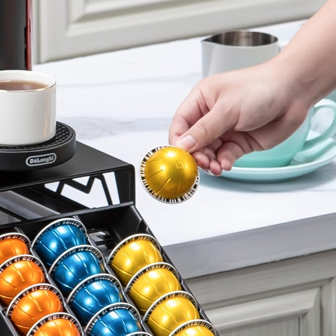 FlagShip Vertuo Pod Holder- Modern Black Metal Coffee Capsule Organizer & - Image 8