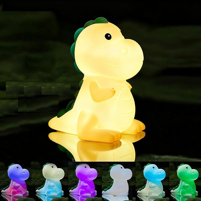 Dinosaur Night Light Adults Kids, LED Dimmable Animal Silicone Sleep Night Lamp by LMFUEN