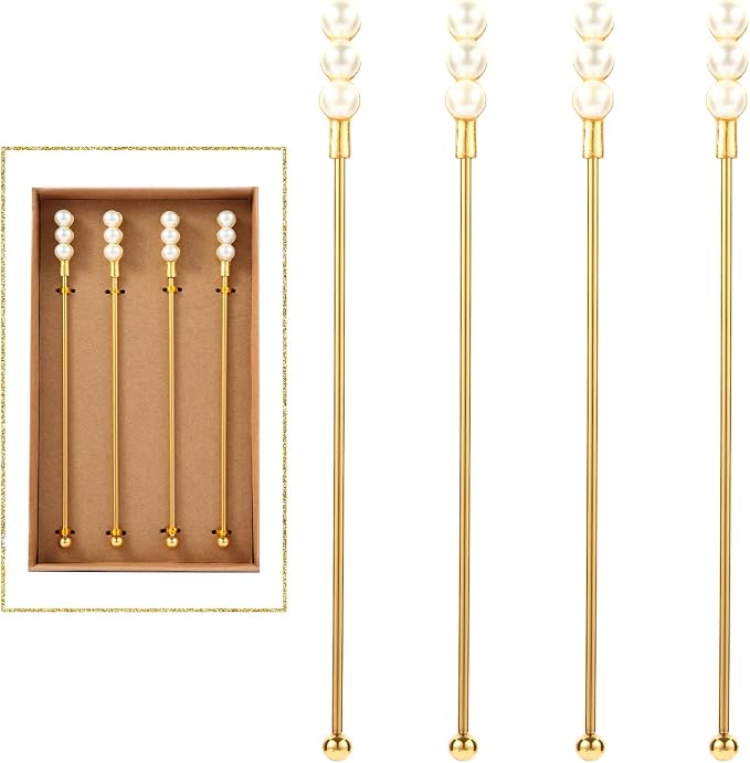 Exquisite Gold Pearl Stainless Steel Coffee Beverage Stirrers Stir Cocktail by GaryVault