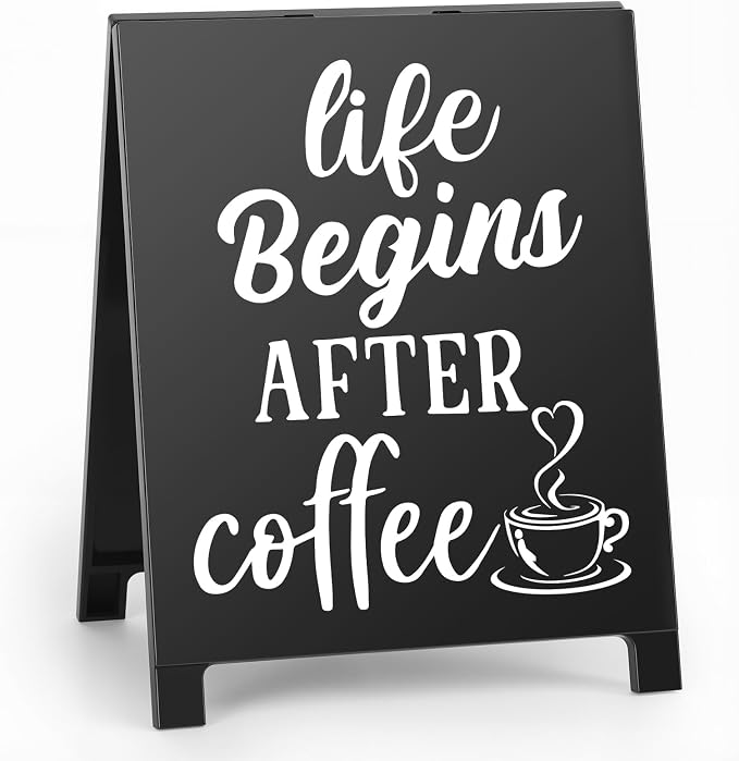 Life Begins After Coffee Desk Decor Sign Retro Coffees Shop Table Display by Funnysignsandcozydecorgiftsforyourspacethatspeakyourmind
