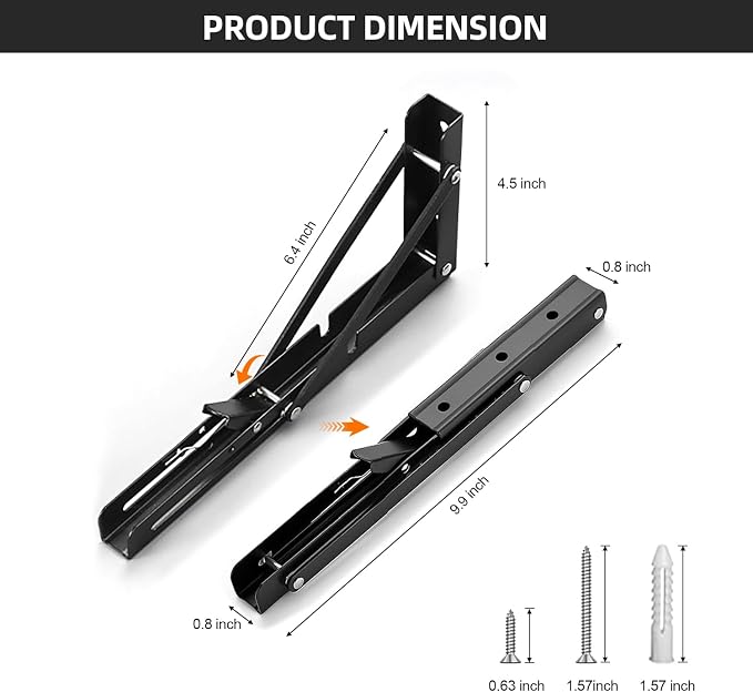 Folding Shelf Brackets 10 inch Foldable Shelf Bracket Heavy Duty Collapsible - Image 4