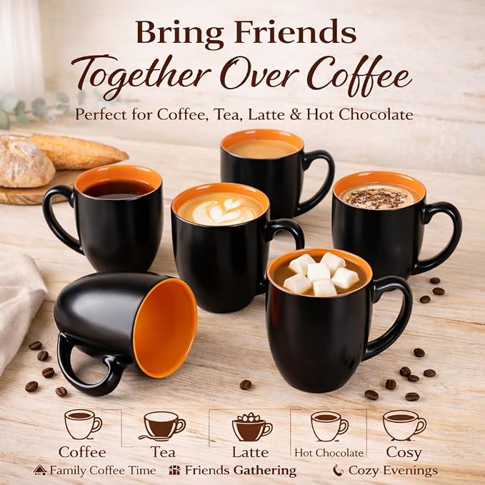 GBhome 16oz Coffee Mugs Set of 6, Large Ceramic Coffee Mugs - Image 8