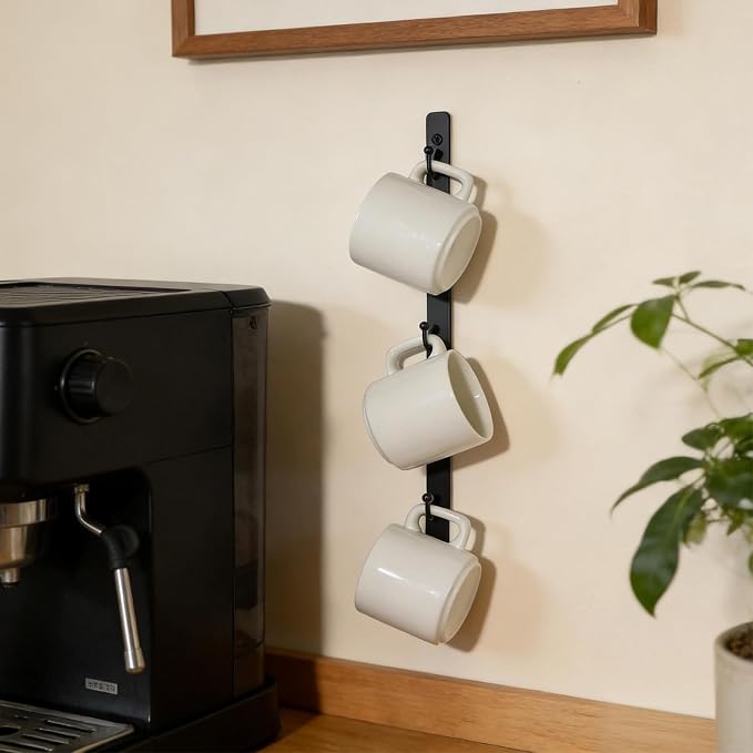 Yohsnor Coffee Mug Shelf for Wall – Premium Iron Wall-Mounted Coffee Cup Rack - Image 6