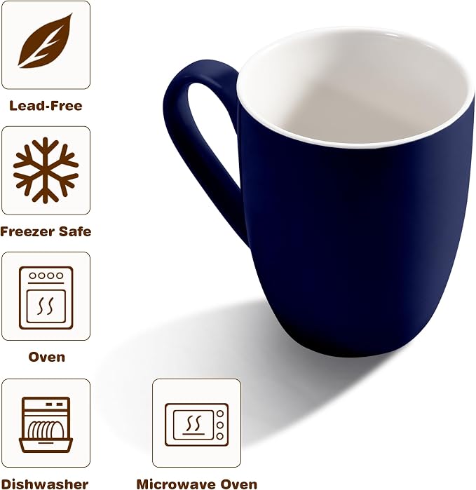 Urbanstrive 16 oz Large Coffee Mugs Set of 4 Ceramic Coffee Mug White Coffee - Image 3