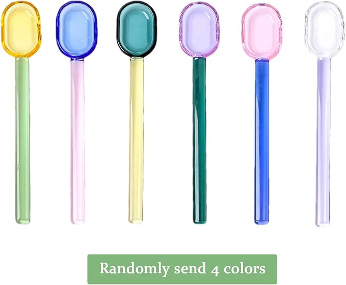 4pcs Colorful Glass Spoons Set, 6.1Inch Straight Handle - Image 7