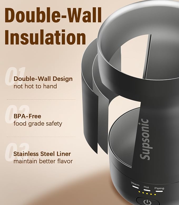 Supsonic - 14oz Heated Coffee Mug, Self-Heating Travel Mug - Image 6