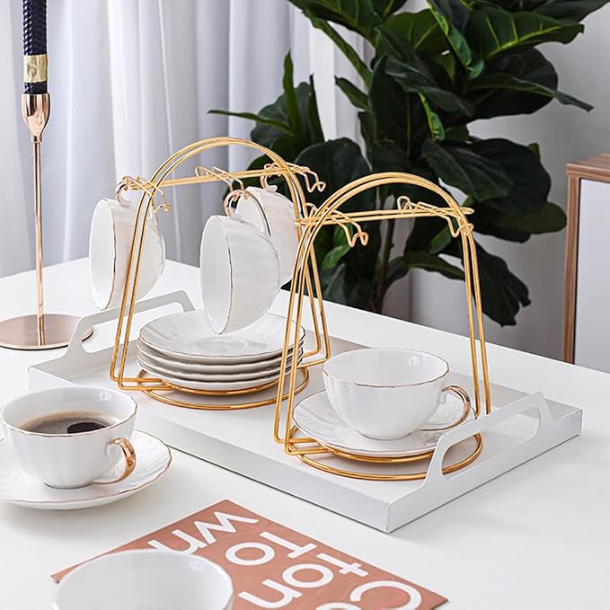 Eforcase Tea Cup and Saucer Display Stand Holder Rack Metal Cup Saucer Holder - Image 8
