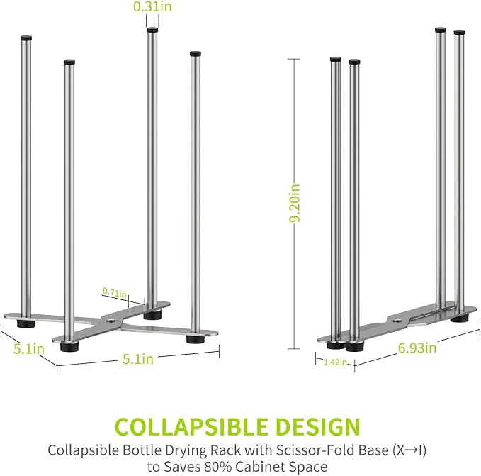 Plastic Bag & Bottle Drying Rack, Collapsible Countertop Stand - Image 4