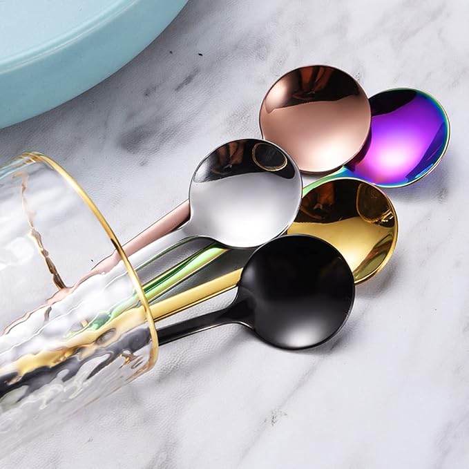 8 Pcs Rainbow Coffee Spoons Matte Frosted Handle Stainless Steel Espresso - Image 5