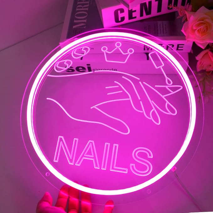 Britrio Nails Neon Sign Light Pink Nails Spa Beauty Salon Studio LED Wall Art - Image 5