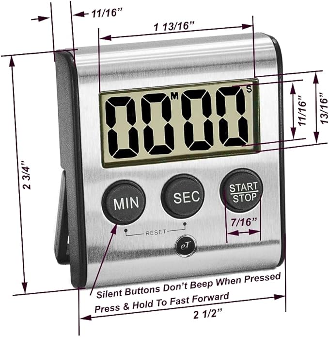 Elegant Digital Kitchen Timer Stainless Steel - Image 6