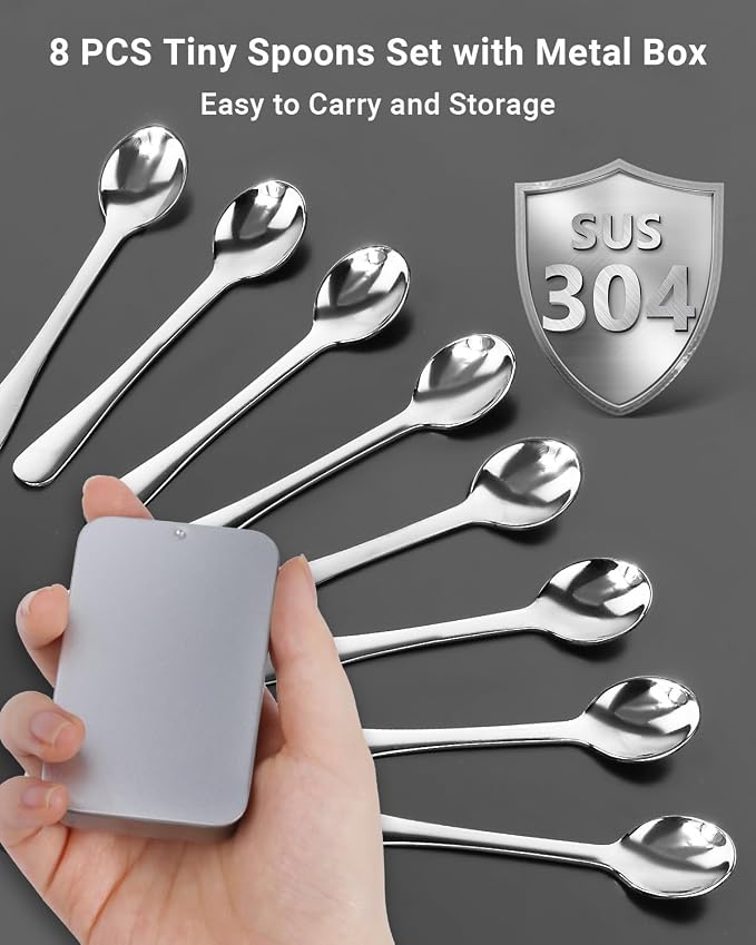 8PCS Tiny Spoons Upgraded Larger Size 3.56 inch - Image 5