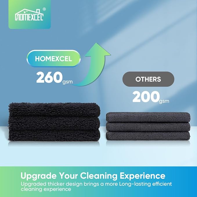 HOMEXCEL Black Microfiber Cleaning Cloth, 12 Pack Premium Microfiber Towels - Image 2