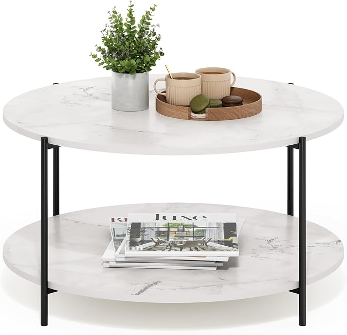 Furinno BESI Coffee Table, 2-Tier Round Modern Coffee Table by Furinno-FitsYourSpaceFitsYourBudget