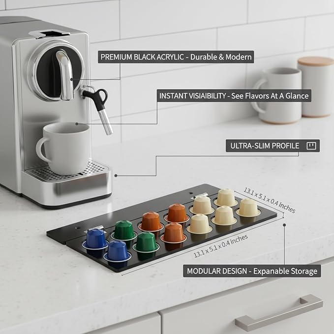 Slim Coffee Pod Organizer, Space-Saving Display Rack, 13.1 x 5.1 x 0.4 Inches - Image 4