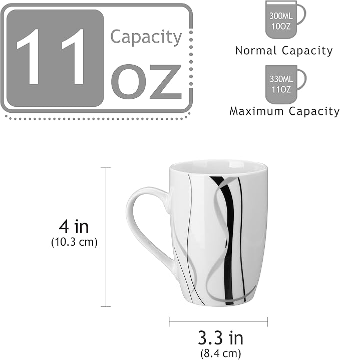 VEWEET Ceramic Coffee Mugs Set of 6, 11 OZ Coffee Cups Set - Image 3