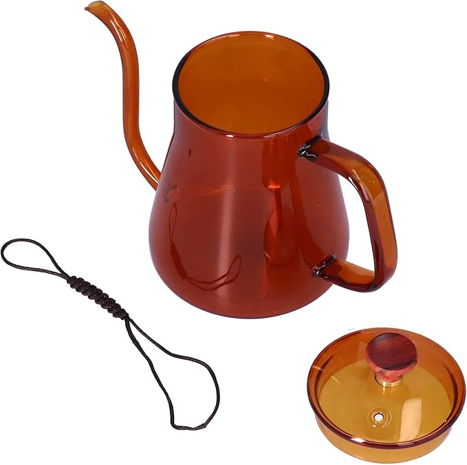 Glass Coffee Kettle, High Borosilicate Crystal Clear Gooseneck Spout, 350ml - Image 8