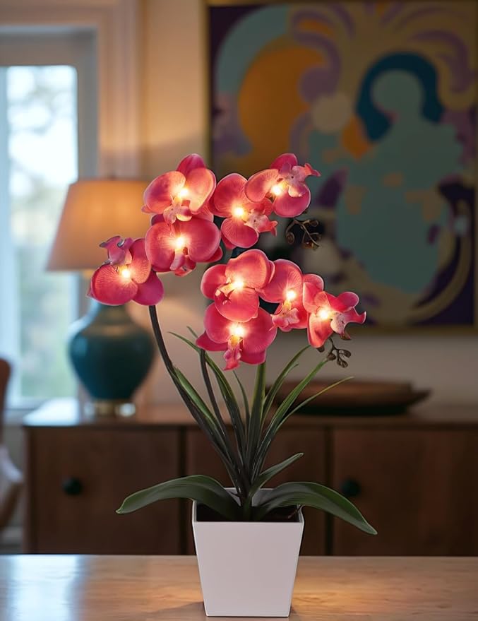HOMESEASONS Orchid Lamp-LED Lighted Orchid Arrangements, Pre Lit Artificial - Image 5