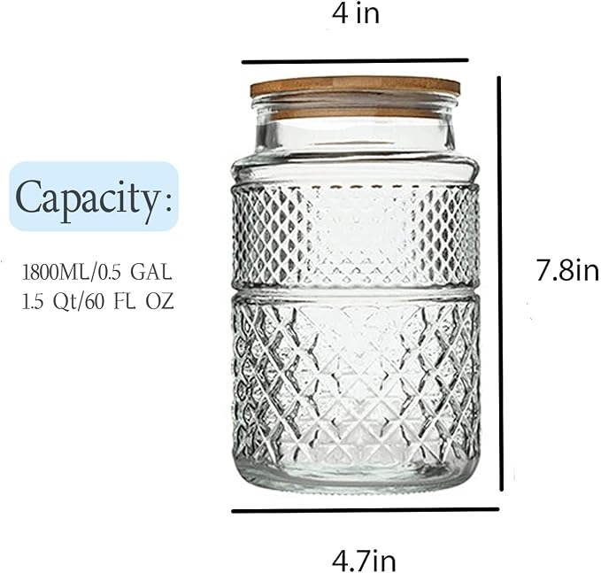 Large Glass Storage Jar, 2 Pack 60 FL OZ Glass Food Storage Containers - Image 5