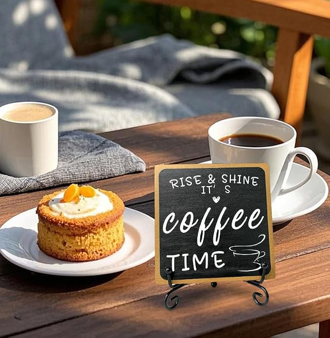 Coffee Bar Sign, 4x4" Wooden Rise and Shine It's CoffeeTime Sign, Mini - Image 7