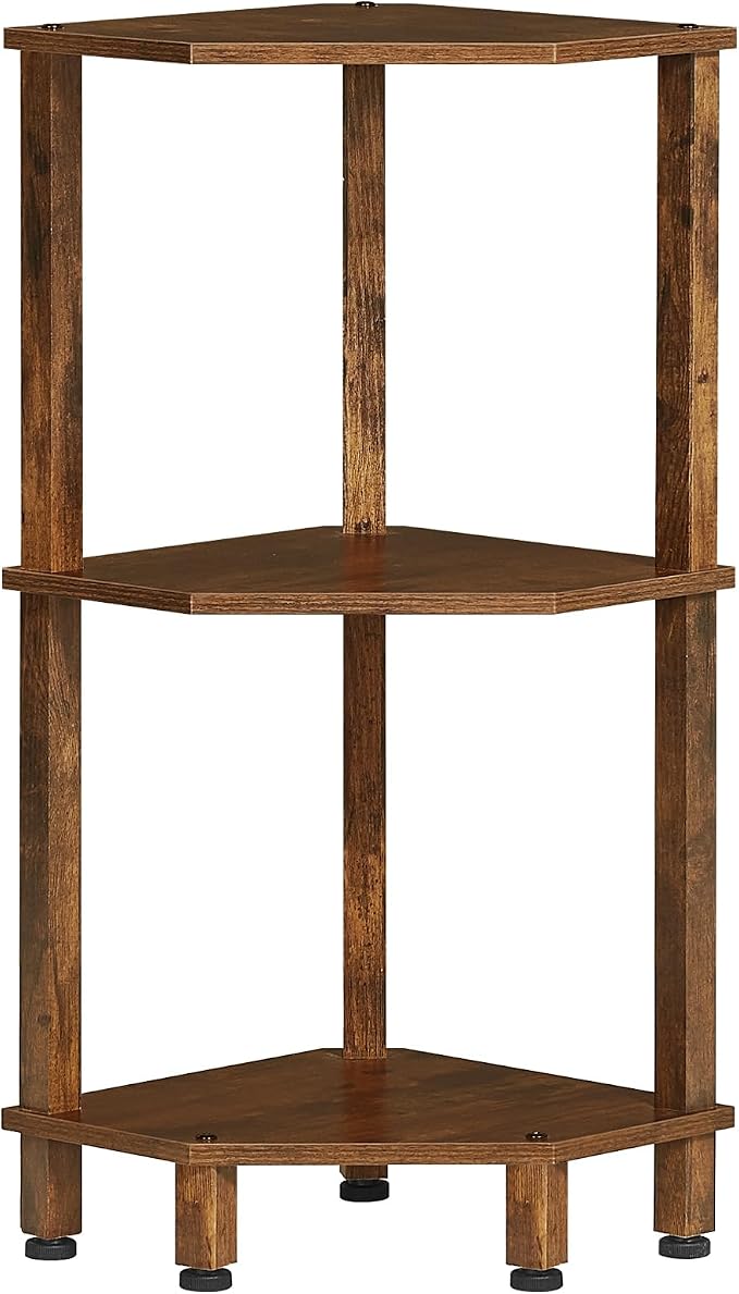 YUFAM 3-Tier Corner Shelf with Sturdy 5-Leg Base, Wooden Corner Bookshelf by YUFAM