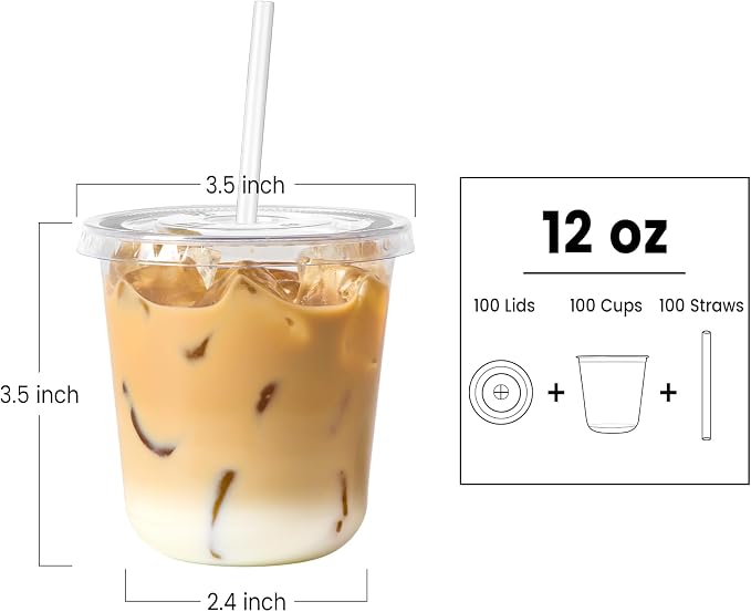 [100 Sets - 12oz Round Bottom Clear Plastic Cups - Image 2
