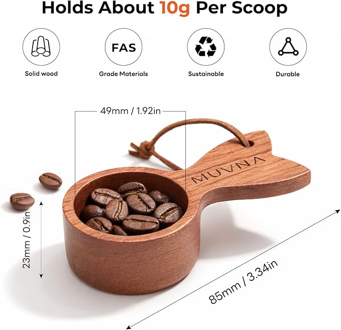 Walnut Coffee Scoop - 10g Wooden Measuring Spoon - Image 2