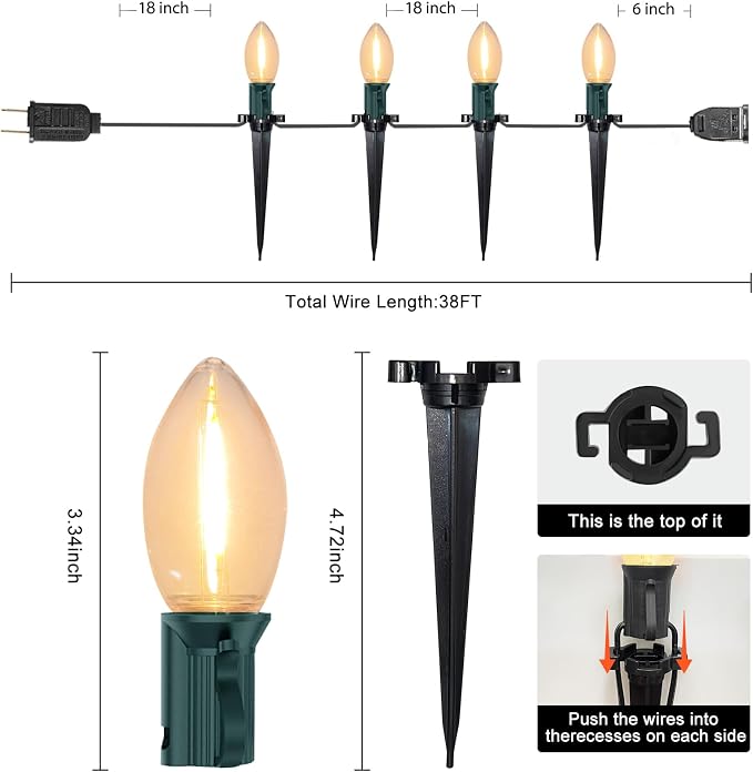 C9 Christmas Lights Outdoor, 38Ft Christmas Pathway Lights - Image 2