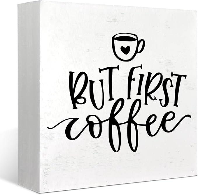 Coffee Signs, But First Coffee Wooden Box Sign Desk Decor, Coffee Wood Signs by FLVGEArtDecor