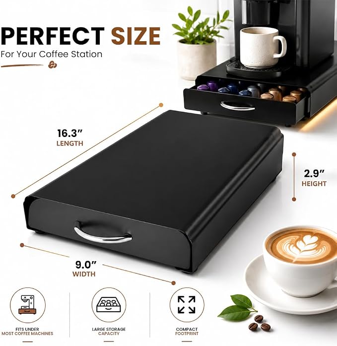 Coffee Pod Holder Drawer Compatible Nespresso Original Line Capsules Metal - Image 3