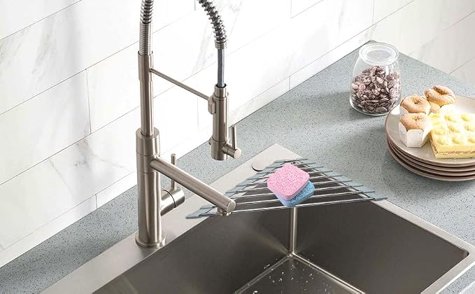 Triangle Dish Drying Rack for Sink Corner Roll Up Folding Stainless Steel - Image 7
