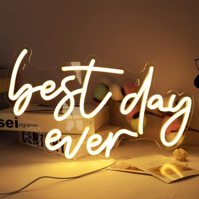 SYLHOME Best Day Ever LED Neon Light Up Sign USB Bedroom Living Room Bar Club - Image 6