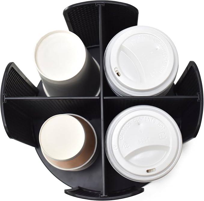 Cup and Lid Organizer, 360° Rotatable Coffee Cup Holder - Image 3