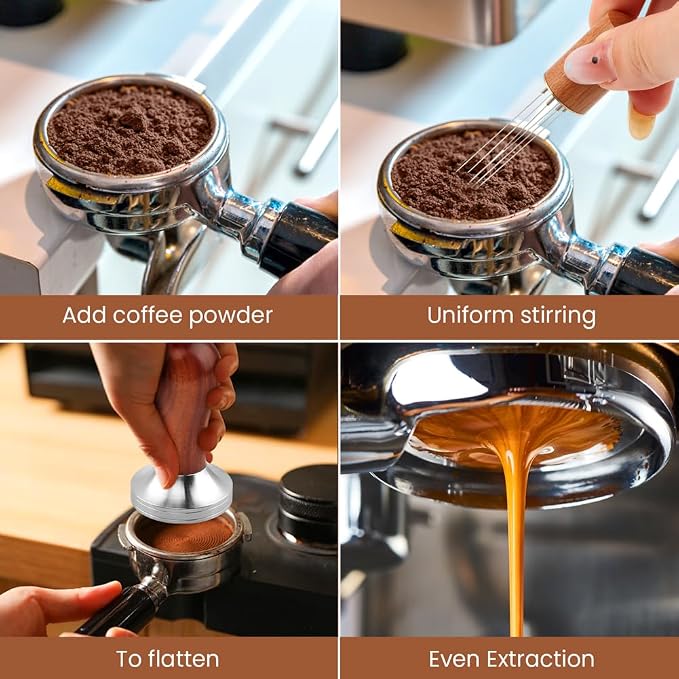 51mm Espresso Tamper Kit, Hard Wood Handle Coffee Tamper - Image 7
