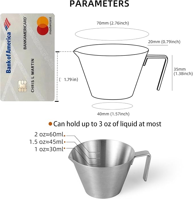 MHW-3BOMBER Espresso Measuring Cup Espresso Shot Cup 2oz Stainless Steel - Image 6