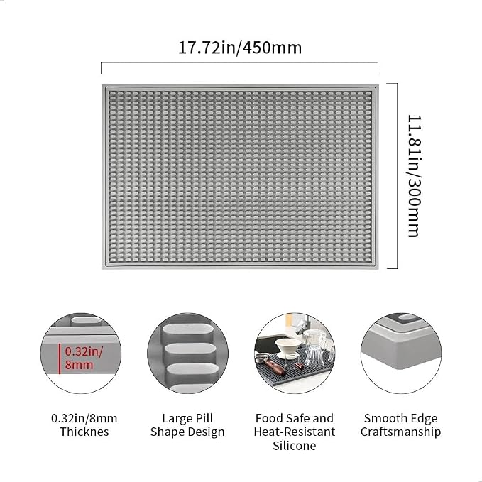 watchget Gray Silicone Coffee Bar Mat - Image 2
