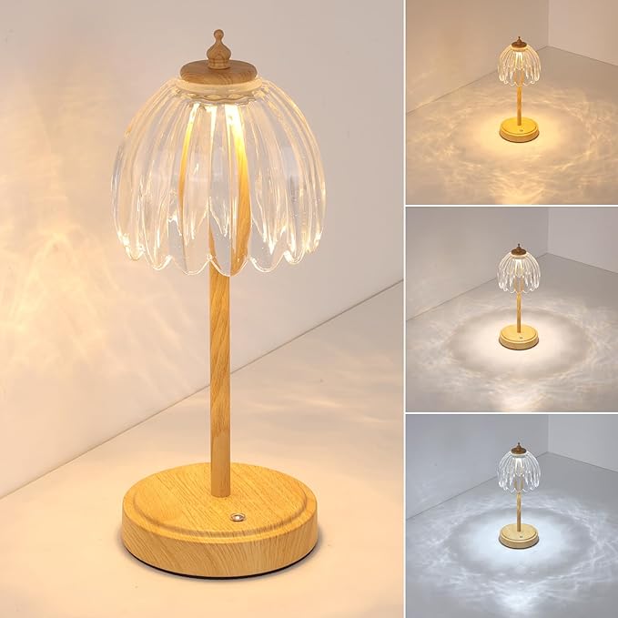 Shenmoyl Tulip Table Lamp with 5200mAh Battery & Touch Control, Small Cordless by Shenmoyl